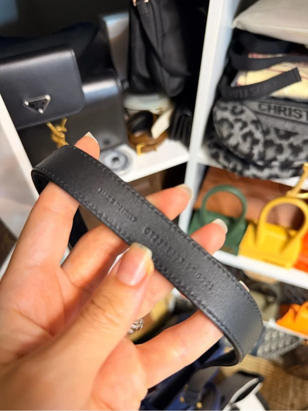 Saint Laurent Black Suede Logo Belt with Gold Buckle. Like new! 95cm